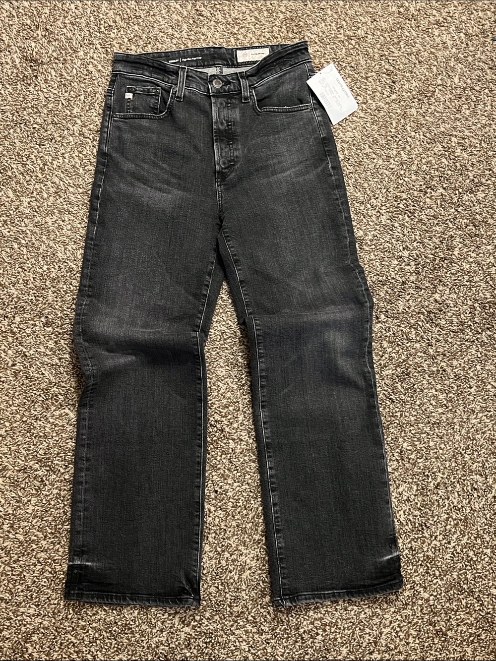 Ag Adriano Goldschmied Straight-Leg High-Rise Pop Crop Black Wash Jeans